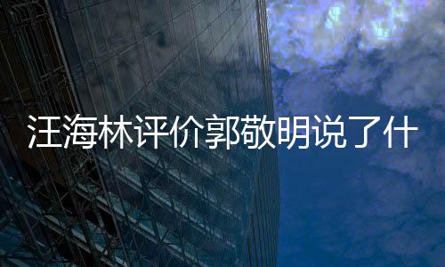 汪海 汪海林怼郭么回林评价郭敬明敬明说了什么是怎事
